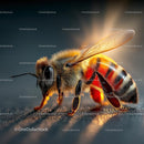 Close-up Macro Shot of a Honeybee in Sunlight