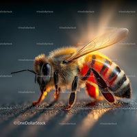 Close-up Macro Shot of a Honeybee in Sunlight