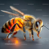Macro Shot of a Vibrant Honey Bee on a Dark Surface