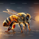 Macro Close-up of a Honey Bee on Surface with Detailed Wings