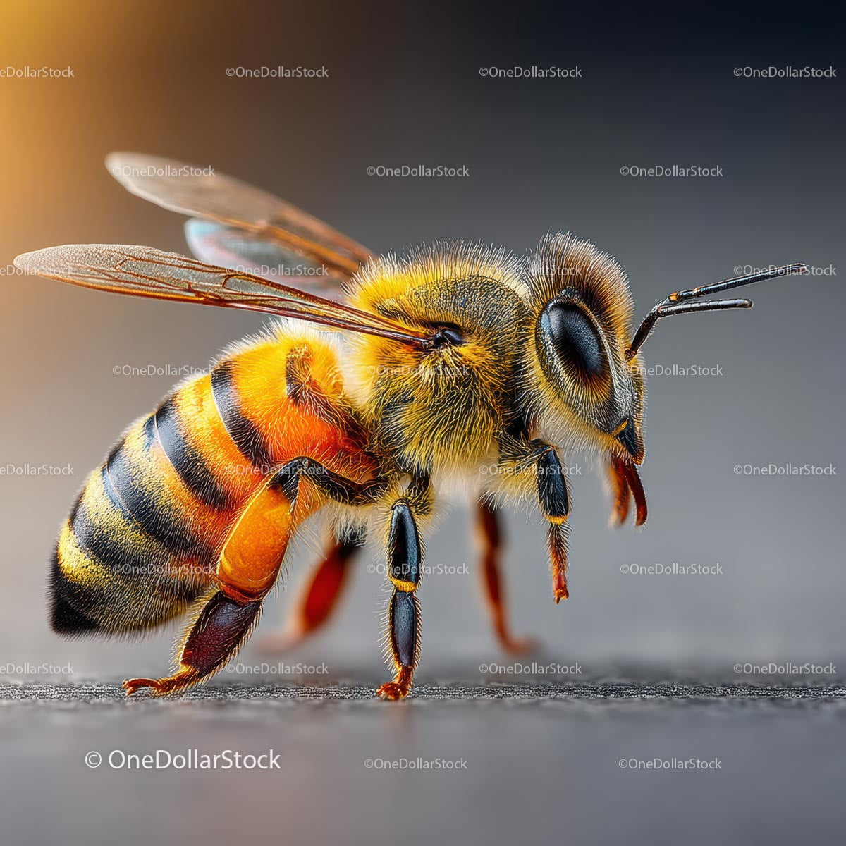 Żywa pszczoła miodna w szczegółowej fotografii makro