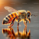 Close-Up View of a Honeybee Reflecting in Sunlight