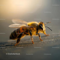Macro Shot of a Honeybee on a Surface