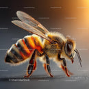 Close-Up of a Vibrant Honeybee in Macro Detail
