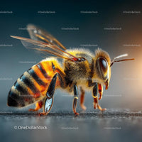 Close-Up of a Honeybee with Vibrant Details