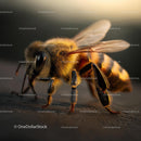 Close-Up of Honeybee on Wooden Surface in Warm Light