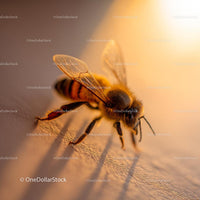 Macro Shot of Honeybee in Warm Sunlight