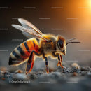 Close-Up of a Honeybee in Warm Sunset Light