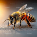 Macro Close-Up of a Honeybee in Vibrant Light