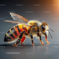 Vibrant Honeybee in Close-up Macro Detail