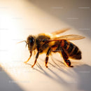 Macro Shot of a Honeybee Illuminated by Sunlight