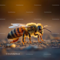 Detailed Honey Bee in Golden Hour Light