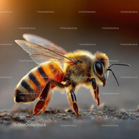 Macro Shot of Honeybee on Ground