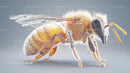 Macro Close-up of Detailed Honeybee on Gray Background