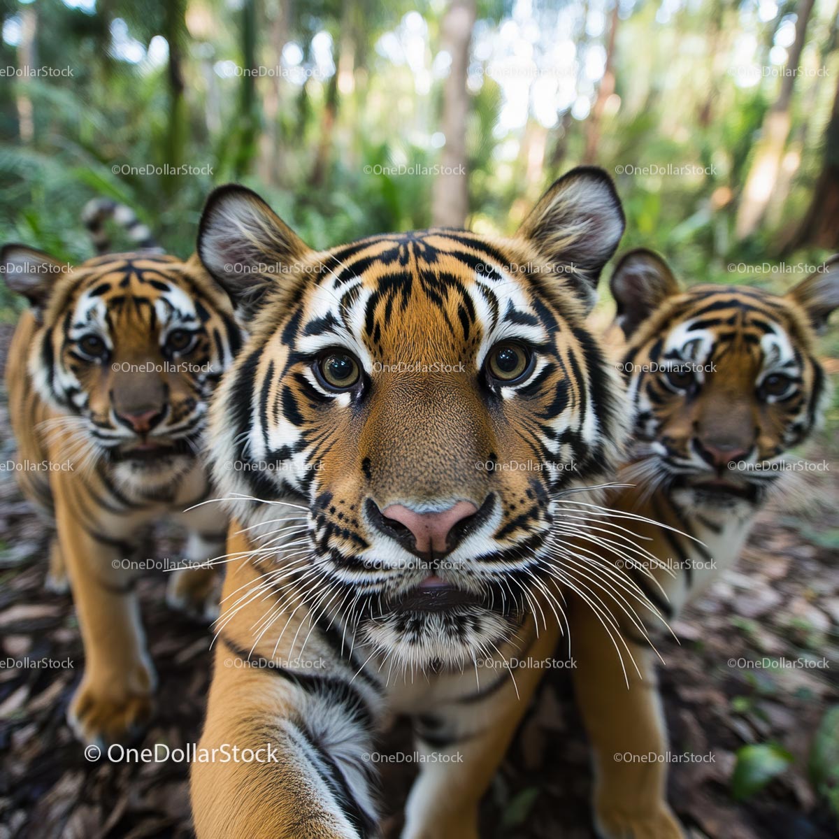 Curious Tiger Cubs Exploring the Jungle