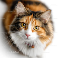 Calico Cat with Vibrant Eyes and Fluffy Fur