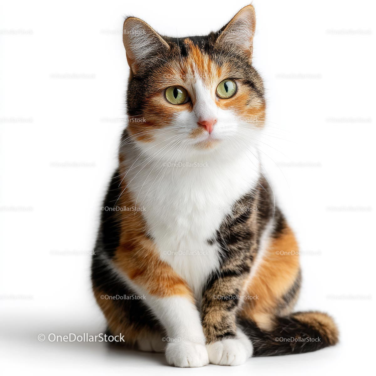 Adorable Calico Cat with Striking Green Eyes