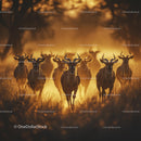Majestic Antelopes Running at Sunset in the Savanna