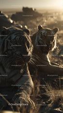 Majestic Tigers in Golden Light