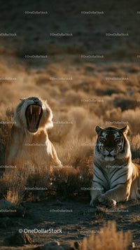 Roaring Tiger Pair in Sunlit Wilderness