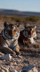 Bengal Tigers Resting in the Sunlit Savannah