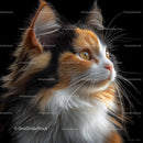 Majestic Calico Cat with Striking Yellow Eyes