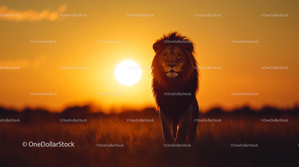 Majestic Lion Silhouette at African Sunset