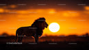 Majestic Lion Silhouette Against a Vibrant Sunset