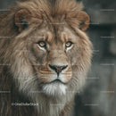 Majestic Lion with Striking Mane in Close-Up Portrait