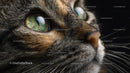 Close-Up of Tabby Cat with Striking Green Eyes