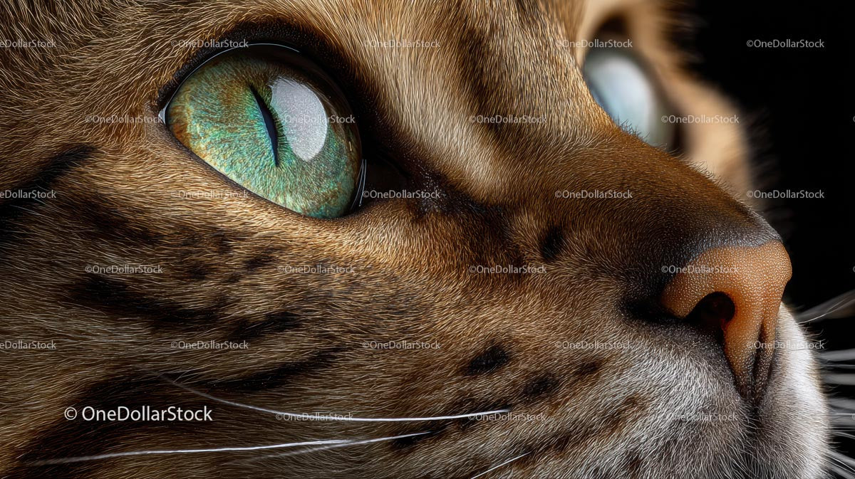 Detailed Close-up of Bengal Cat's Striking Green Eyes