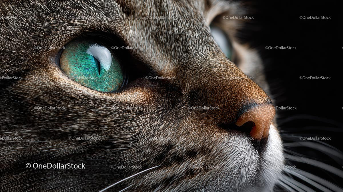 Closeup of a Tabby Cat with Striking Green Eyes