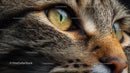 Close-Up of Tabby Cat's Eye with Striking Green Iris