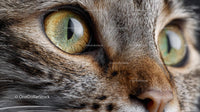 Close-Up of Tabby Cat with Striking Green Eyes