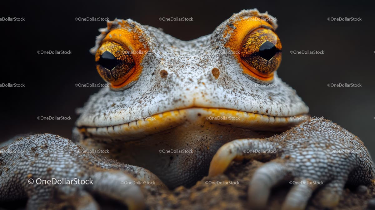 Portret ropuchy z uderzającymi pomarańczowymi oczami