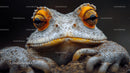 Close-Up Portrait of a Toad with Striking Orange Eyes