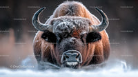 Majestic Bison in a Frosty Winter Landscape