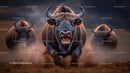 Powerful Bison Charging with Dusty Trail