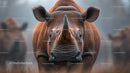 Majestic Rhinoceros in Natural Habitat Close-Up