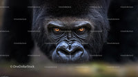 Intense Gorilla Stare in Close-Up Portrait