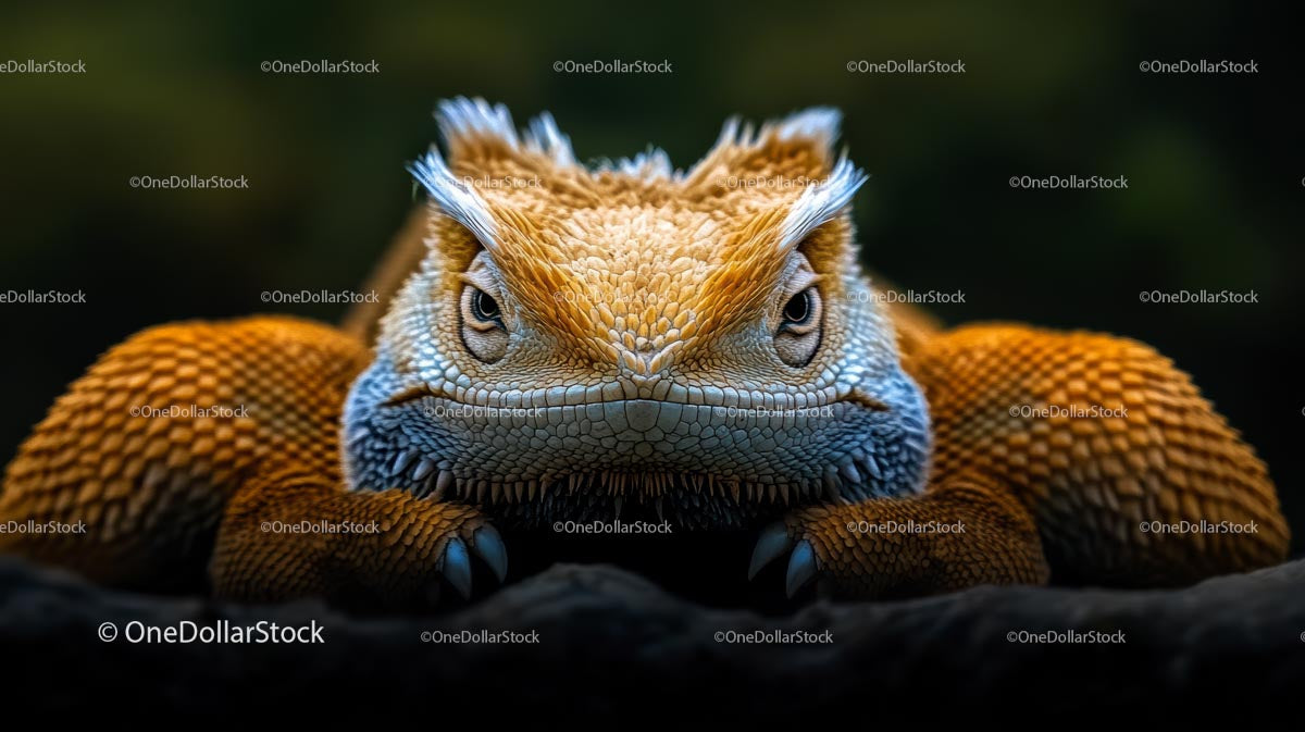 Portret brodatego smoka z bliska