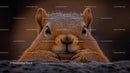 Curious Squirrel Peeking Over Rock Edge