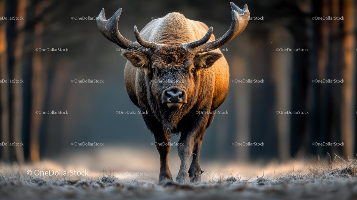 Majestic Elk Strolling Gracefully Through Forest
