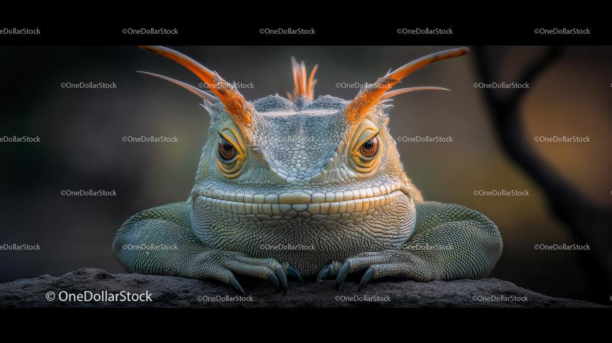 Uderzający portret rogatego jaszczura odpoczywającego