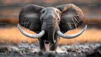 Majestic Elephant with Powerful Tusks in the African Savannah