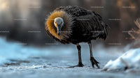 Majestic Vulture Posing in Snowy Winter Landscape