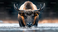 Majestic Bison Standing in Water