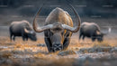 Majestic Bison in Natural Grassland Habitat