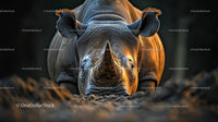 Close-Up of a Majestic Rhino in Natural Habitat