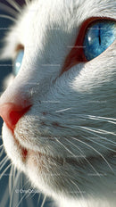 Close-Up of White Cat with Striking Blue Eyes